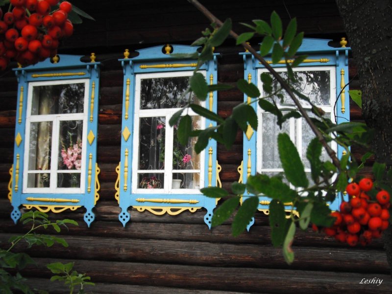 Деревенский дом с рябиной