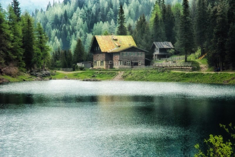 Дом в лесу у реки