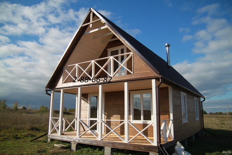 Каркасный дом 6х6 с террасой