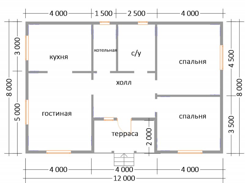 Планировка одноэтажного дома с котельной