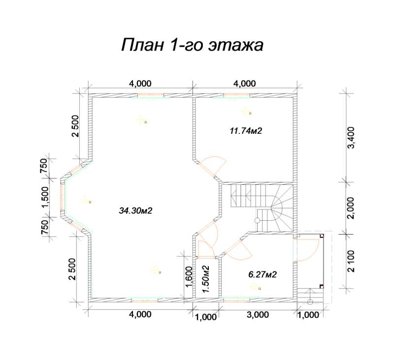 План второго этажа с эркером