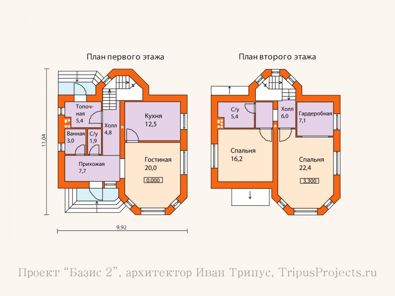 Коттедж эркером с проектом и планов