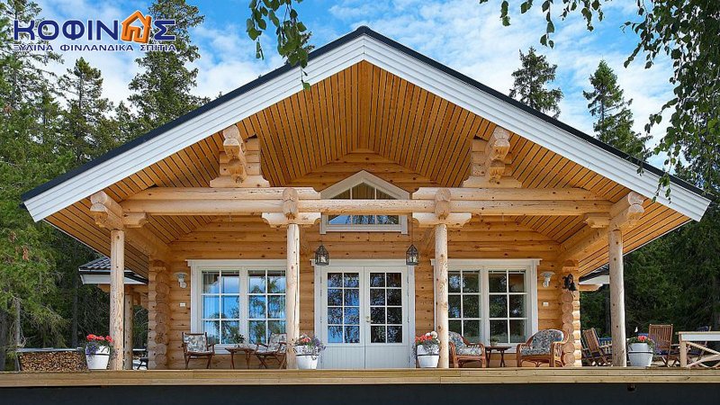 Красивые одноэтажные дома из бревна (44 фото)