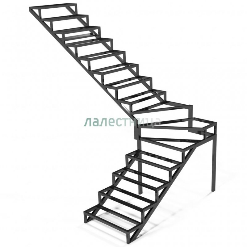 Каркас лестницы на 180 и забежными ступенями