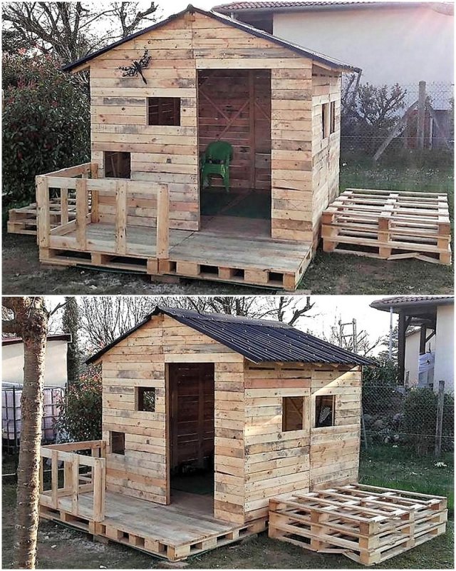 Дачный домик из поддонов