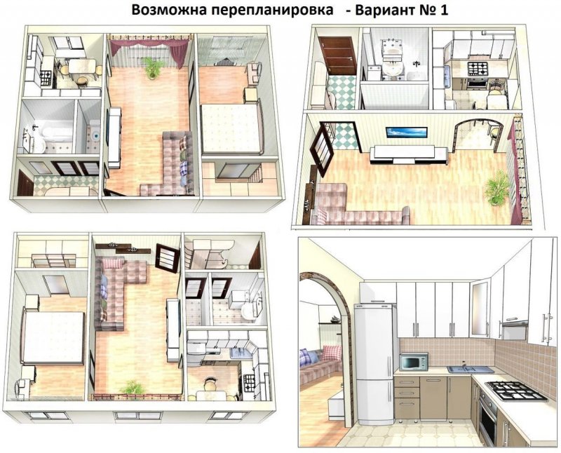 Перепланировка в хрущевке 2 комнатной