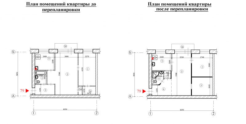 План БТИ хрущевки 2 комнаты