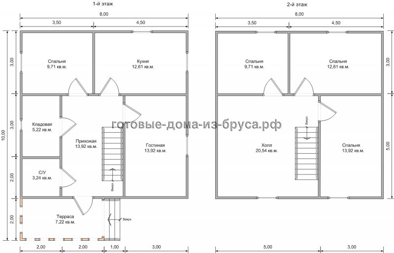 Планировки домов 8 на 8 2 этажа