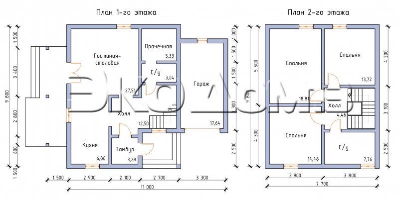 Бесплатный проект дома с мансардой 8х10 из газобетона