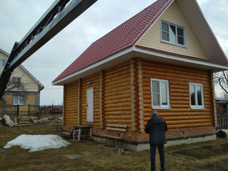 Пристройка котельной из бруса к бревенчатому дому