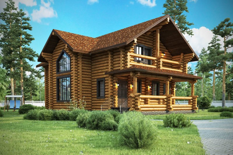 Двухэтажный деревянный дом мультфи