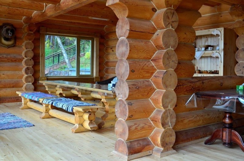 Отделка дома из кругляка