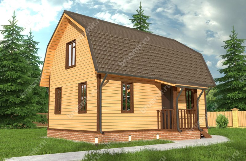 Проект дома из бруса с ломаной крышей