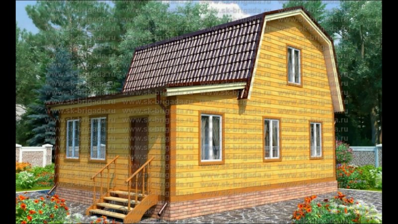 Дача с мансардой и верандой