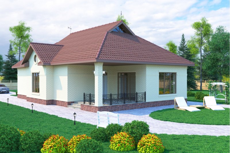 Одноэтажный дом из кирпича 100 кв м