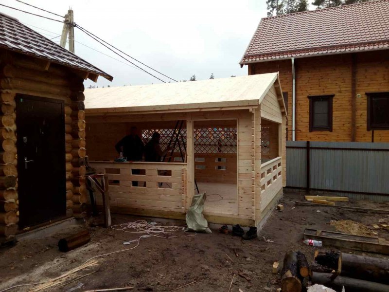 Беседка из бруса 6×4 к дому фото