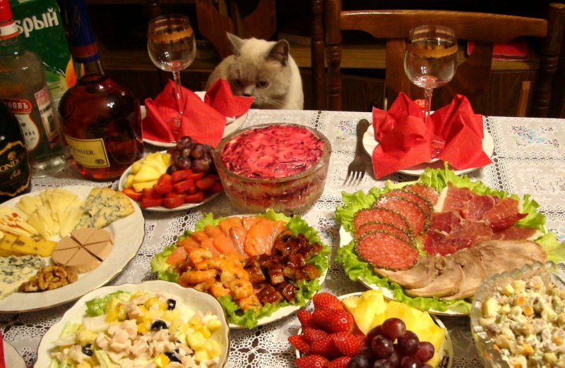 Новогодний стол домашний