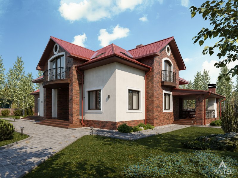 Фасад дома с мансардой