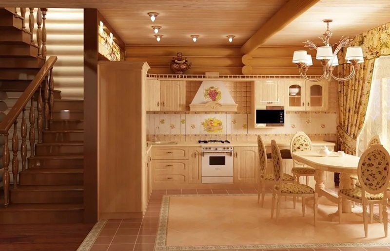 Красивые кухни в деревянном доме