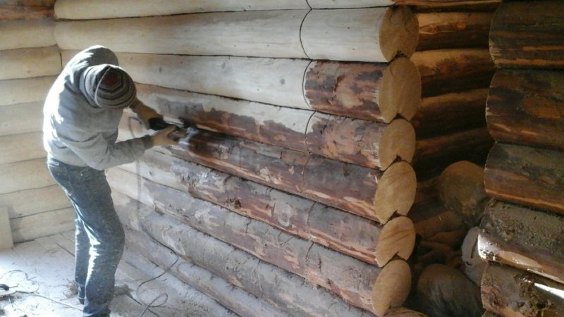Шлифовка сруба изнутри