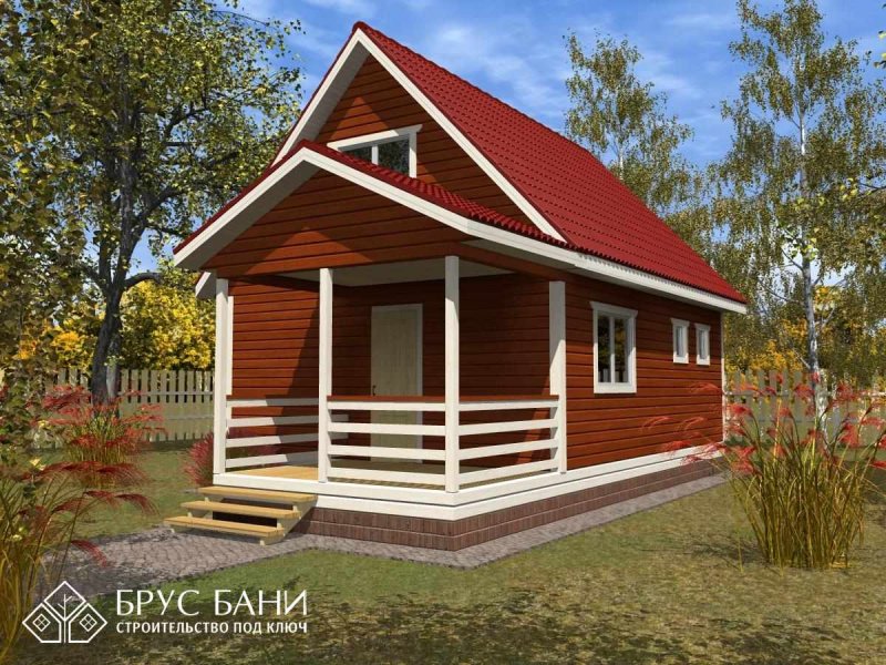 Баня 6х5 с мансардой и террасой