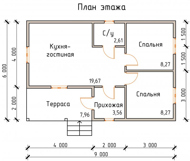 Дом из газобетона 6х8 одноэтажный планировка
