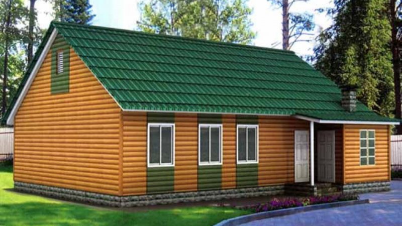 Каркасный дом с зеленой крышей