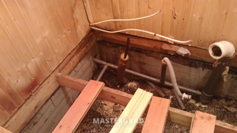 Пол в туалете в каркасном доме