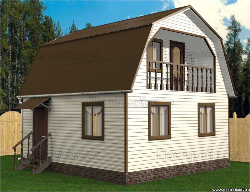 Дачный домик 6х6 с мансардой каркасный