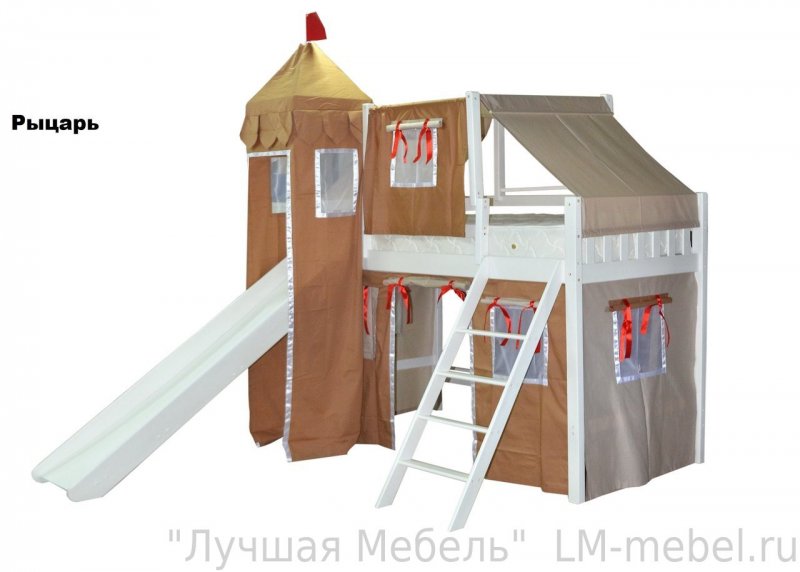 Кровать чердак с горкой