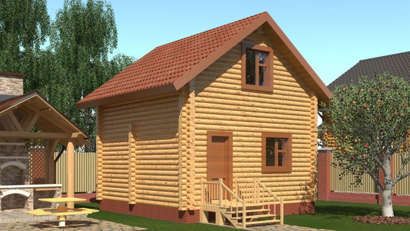Баня из ОЦБ С мансардой
