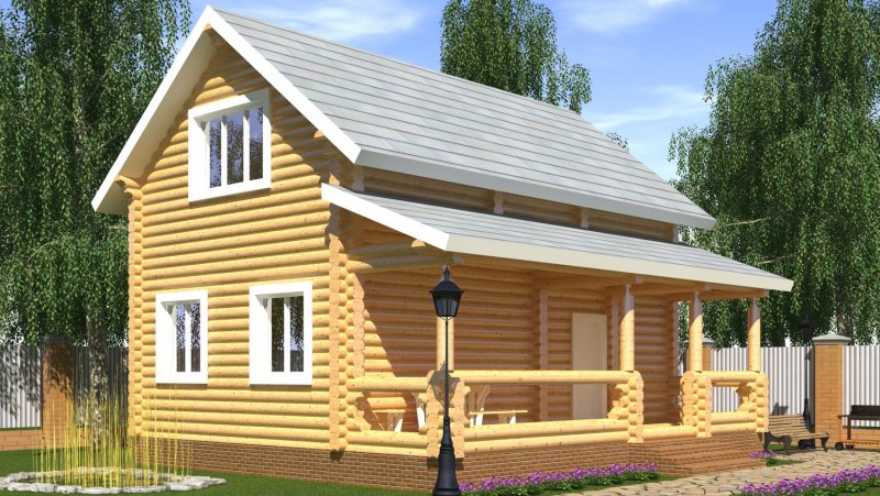 Баня из оцилиндрованного бревна 6х9