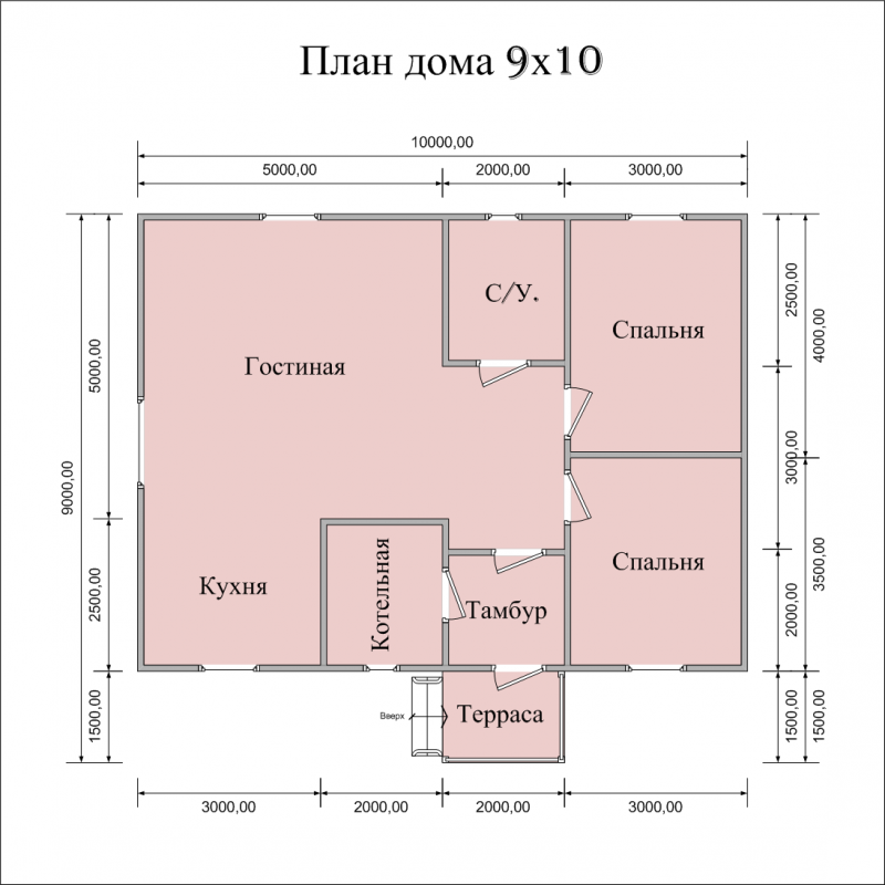 Планировка дома 9х9 одноэтажный из бруса