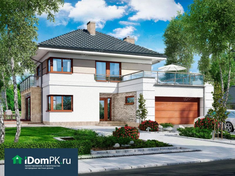 Современный двухэтажный дом с гаражом
