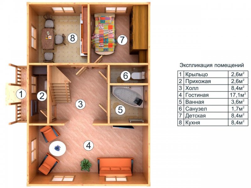 Планировка дома 6х9