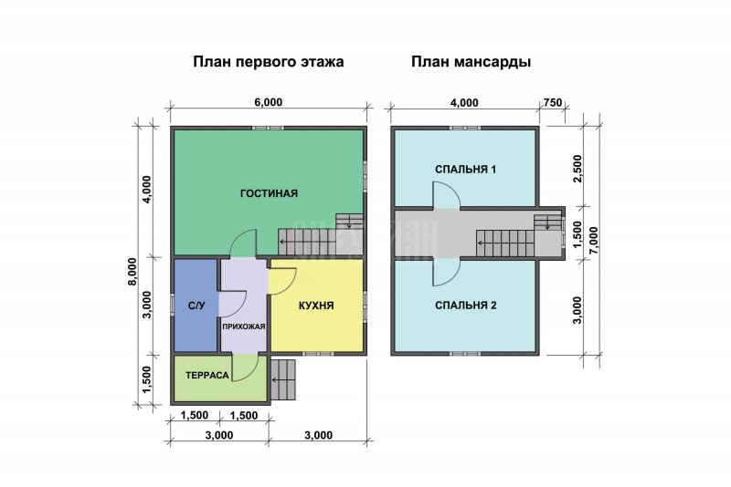 Дом 7 на 7 с мансардой планировка
