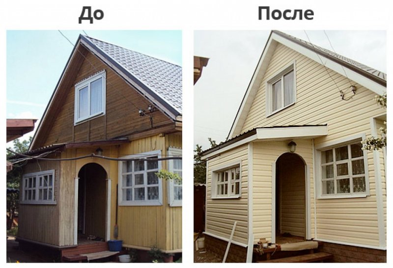 Дом отделанный сайдингом до и после