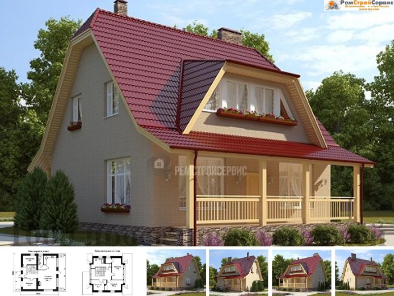 Дом с ломаной мансардной крышей