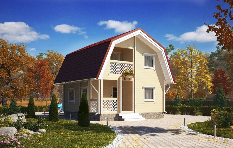 Дачный домик с мансардой