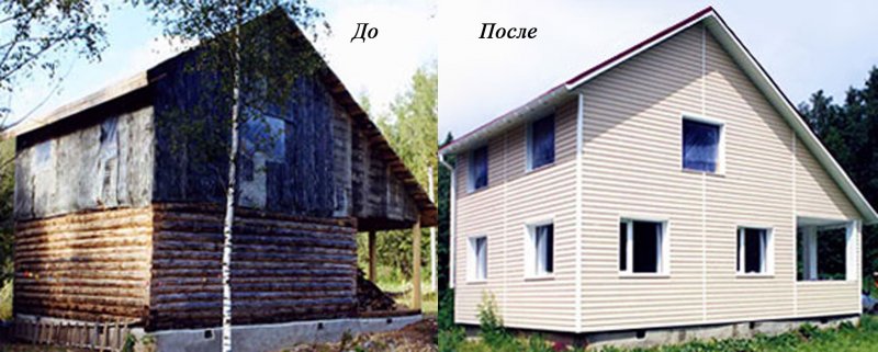Дача сайдинг до и после