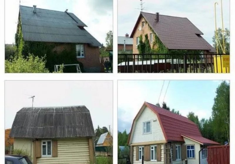 Крыши дачного домика до и после