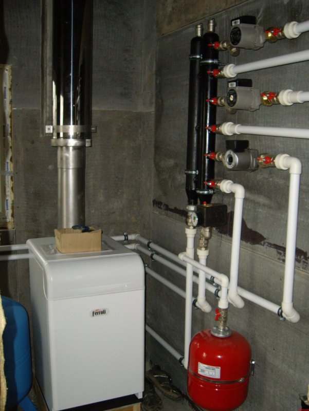 Напольный газовый котел в котельной