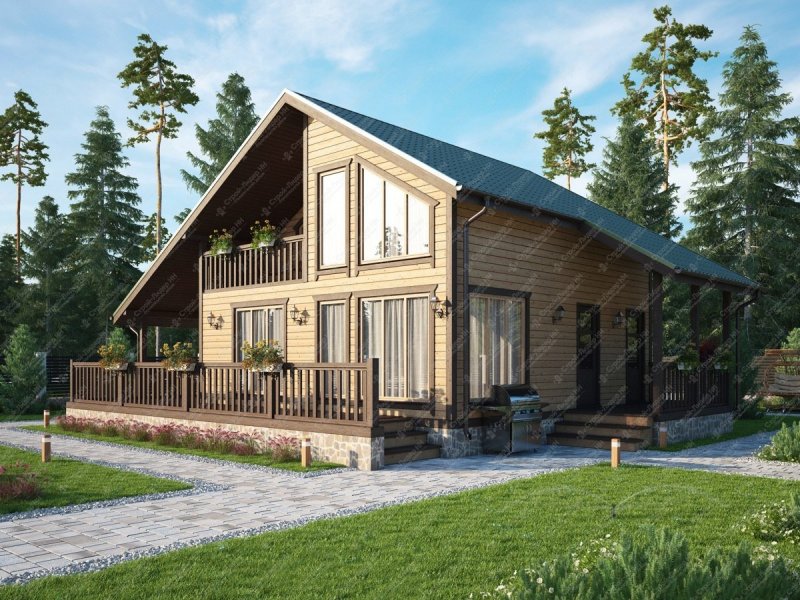Дом из бруса проекты Скандинавия 130м2