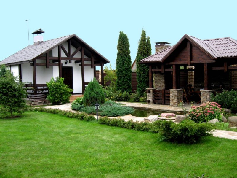 Ландшафт участка с баней