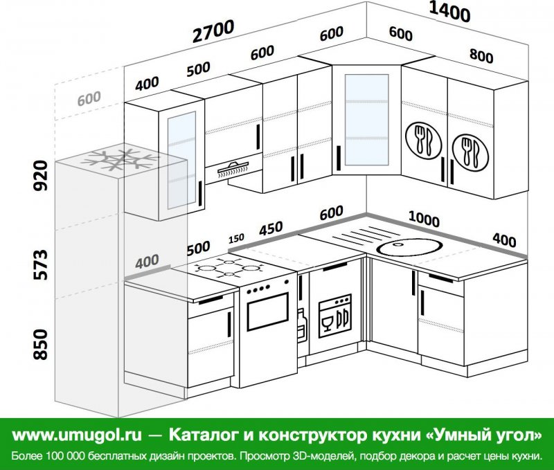 Кухня 160 на 220 угловая