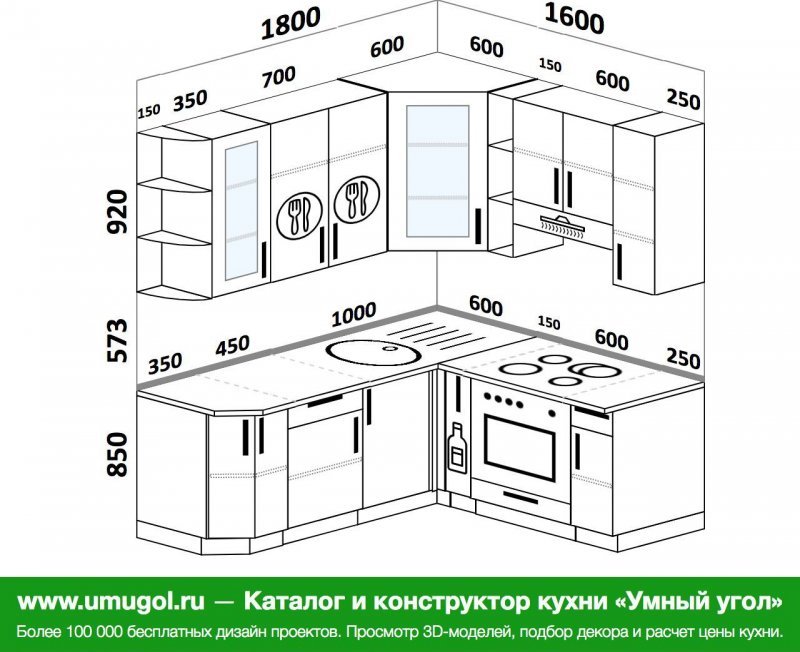 Кухня 1900 на 1600 угловая