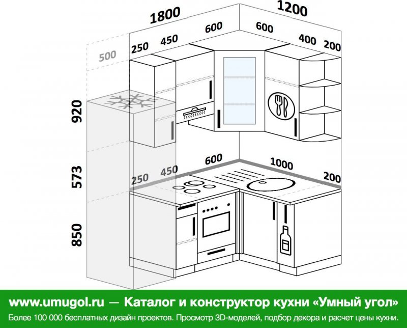 Кухня 180 см угловая