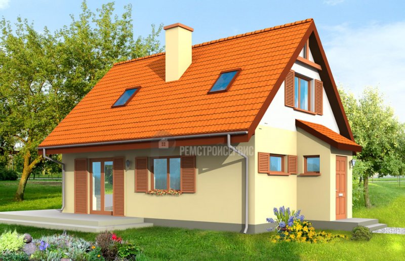 Дом с оранжевой крышей