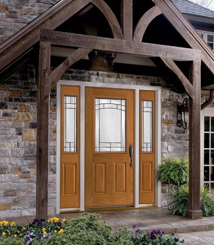 Exterior Wooden Door in Rustic Style Rubinrot