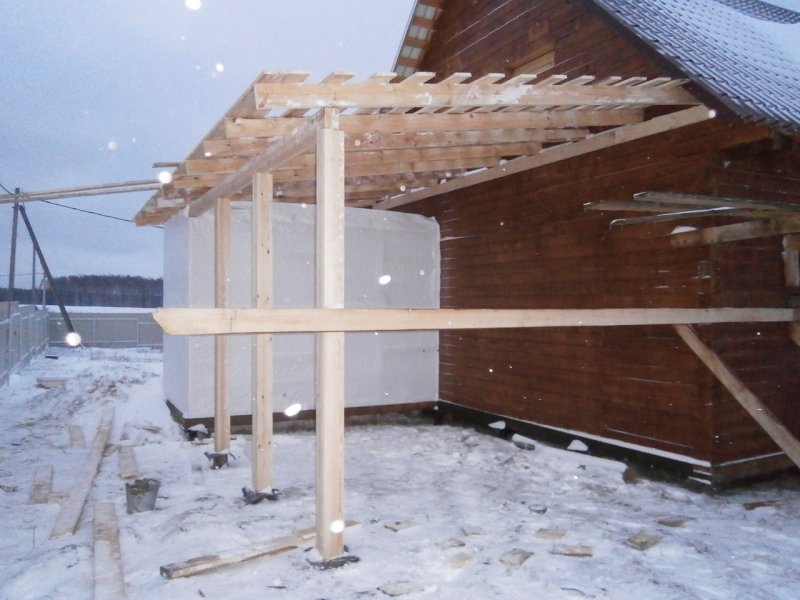 Каркас крыши пристройки к дому